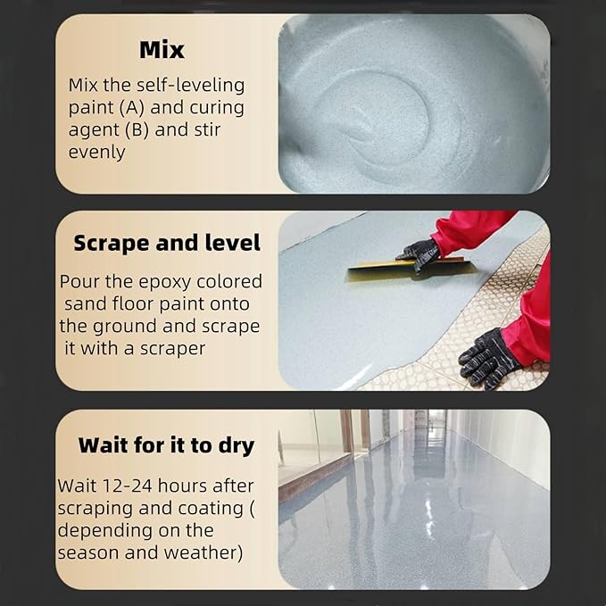 Epoxy Colored Sand Floor Paint, Epoxy Floor Paint High Gloss Marble Effect Coating for Indoor and Outdoor, Wear-resistant and non-slip Self-leveling Coating Green 176OZ(5KG)