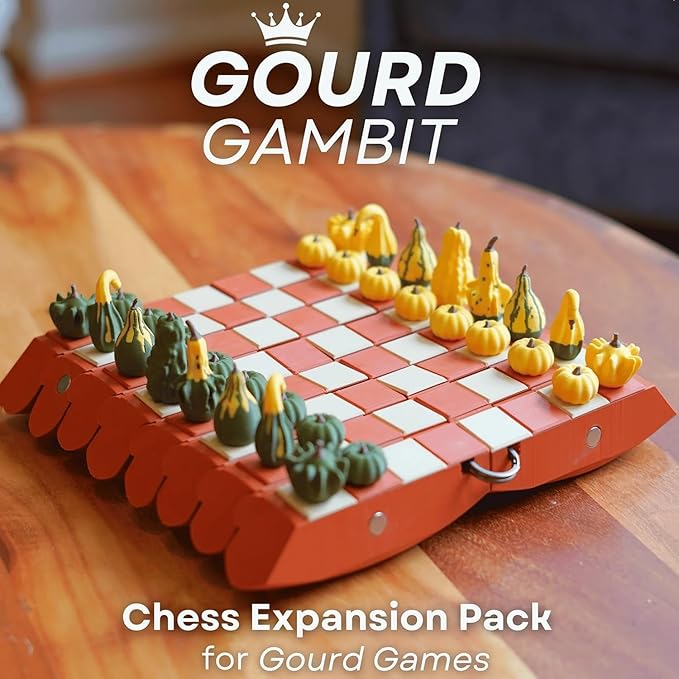Pumpkin Game Set: Magnetic Chess Checkers, Dice Tower, Cribbage, Card Holder, Forgecore Gourd Games, Gourd Gambit Pumpkin Chess Expansion Pack, 3D Printing Portable Adult Pumpkins Board Game Set(#2)