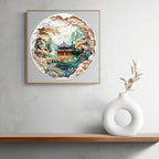 KAAYEE Wooden Puzzles for Adults, 3D Visual Effect Chinese Landscape Painting Wooden Jigsaw Puzzle Unique Shape Wood Puzzle Adult, 3D Effect Flat Puzzle Birthday Family Games (S-8.5 * 8.5 in-100pcs)