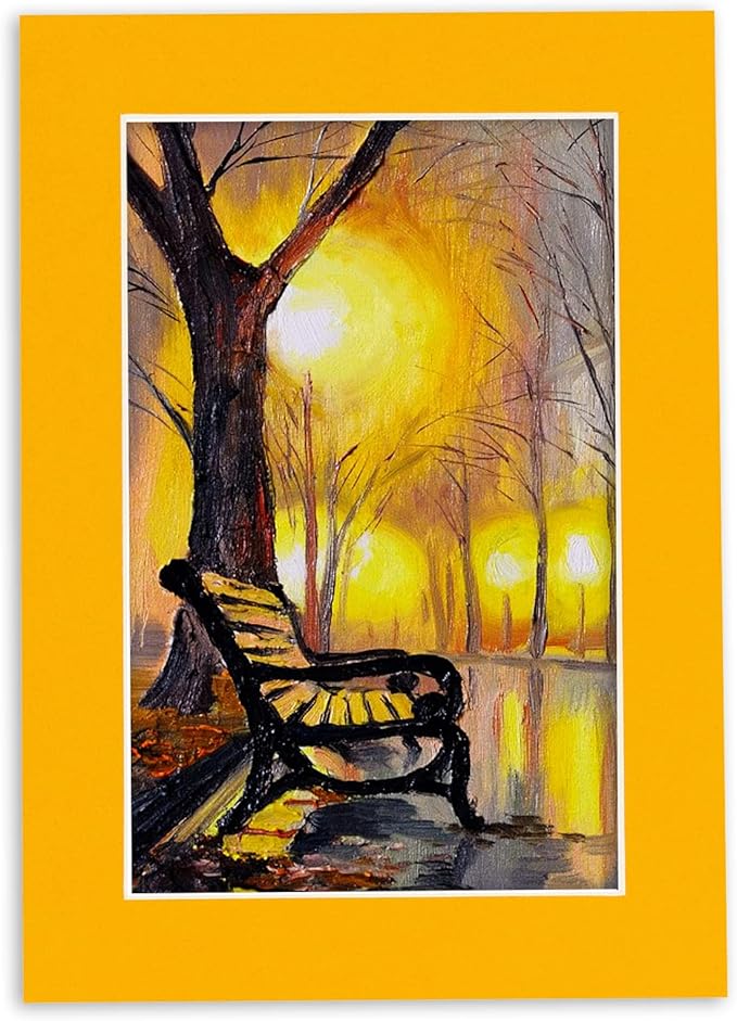 Pack of 25 Acid Free 11x14 Mats Bevel Cut for 8.5x11 Photos - Golden Orange Precut Matboards With Backing Boards and Clear Photo Mat Bags For Pictures, Photos, Framing - 4-ply Thickness