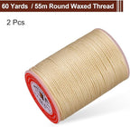 uxcell Round Leather Sewing Waxed Thread, 55m / 60 Yards Polyester Wax String, 0.80mm Wax Stitching Cord for Leather Crafts, Bookbinding, Bracelets Braided, Dark Linen, 2pcs