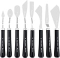 PHOENIX High Flexible Palette Knife Set, 8 Pieces Stainless Steel Painting Knives (32,54,55,50,44,56,53,51) Art Knife with Wood Handle, Paint Spatula for Oil Acrylic Paint