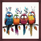 Redxing Stamped Cross Stitch Kits Full Range of Embroidery Starter Kits- Needlepoint Counted Cross Stitch Kits for Beginner Adults 11CT Printed Embroidery Kit-Colorful Birds Tree Branches 18x18 inch