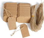 Kraft Paper Gift Tags,200PCS Craft Hang Tags with Free 200PCS Natural Jute Twine for DIY Wedding Holiday Present(Brown)