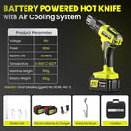 Huanyu Cordless Hot Knife with Temp. Display 100W Max 500℃ 3.0Ah Battery Powered Air Cooling Cutting Tool 4 Blades Set Electric Hot Knife Foam Cutting Tool Craft Shears for Rope, Fabric, Acrylic