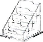 Acrylic Card Holder Clear Horizontal Business Card Organizer Stand for Desk 4 Slots 4 Tier Business Cards Stand for Women and Men,Office Desk Accessories,Organize 200 Cards-1 Pack(4Slots-H)