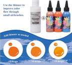 PENTRISTA 24-Color Airbrush Paint Set (60 ml/2.03 oz)with 2 Thinner - Ultra-Smooth Flow Air Brush Paints,Non-Toxic & Quick-Drying Formula Acrylic Airbrush Paint Kit for Art Crafts Hobbyist and Artists