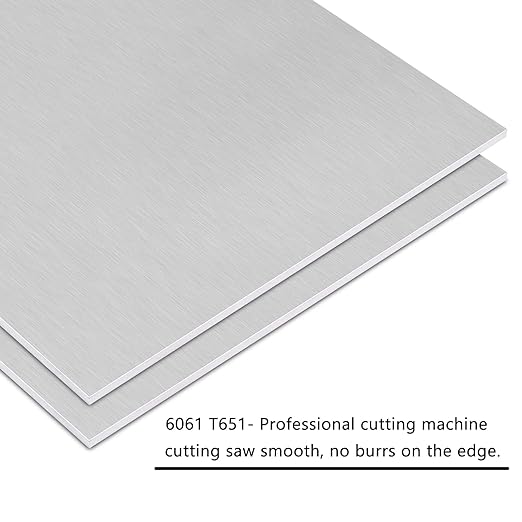 2Pack 6061 T651 Aluminum Sheet Metal 6 x 6 x 1/8 (0.125”) Inch Flat Plain Aluminum Plate Covered with Protective Film, Heat Treatable Rectangle Aluminum Metal Plate for Crafting, DIY, 3mm Thick