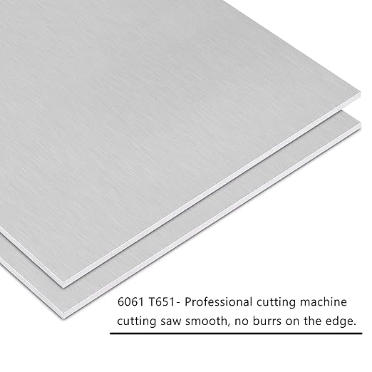 2Pack 6061 T651 Aluminum Sheet Metal 12 x 12 x 1/32 Inch Flat Plain Aluminum Plate Covered with Protective Film, Rectangle Aluminum Metal Plate for Crafting, DIY, Industrial, 0.8mm Thick