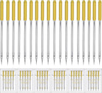 HONEYSEW 30 Pieces Sewing Machine Needles HAX1 130/705H Universal Regular Point Flat Shank Sewing Needle Compatible with Singer, Brother,Janome,Pfaff and Other Brand (Yellow Size 18-30PCS)