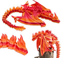 3D Printed Dragon - 12 inch Flying Flexible Dragon with Wings, Home Decor, Birthday Gift, Desk Pet(Red Black-Dragon)(Red Gold-Dragon)