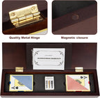 Cribbage Board Game Set, Premium Wooden Board with Magnetic Lock and Metal Pegs, 2 Playing Cards, and Large Storage - Travel-Friendly Continuous 3 Track Board