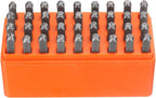HARFINGTON 36pcs Metal Stamping Kit 1/8" (3mm) Steel Uppercase Letter and Number Punch Set (A-Z / 0-8 / "&" Symbol) Punch Press Tool with Case for Imprinting Metal Plastic Wood Leather