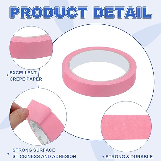 MECCANIXITY Masking Tape 0.7 Inch x 21 Yard Painter's Tape Pink Paint Tapes for DIY Crafts Arts Drawing Decoration Labeling Car Painting Artist Teachers, Pack of 6