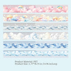 PET Tape Set for Journaling,6 Rolls Cloud Theme Washi Tape Stickers for Scrapbook Supplies,Notebook,Photo Album,Junk Journal,DIY Crafts(Fig. High in The Clouds)
