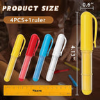 Fabric Chalk Markers for Sewing,Quilting,Crafting|Erasable Tailor Chalk|Work on Various Fabrics|Dosing Wheel Drawing Intricate Patterns Precise Lines-Per Pack(Red,Yellow,Blue,White and 1Ruler)