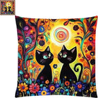 Fanxvivy Stamped Cross Stitch Kits for Adults Beginners Pillow Needlepoint Kit with Embroidery Pattern Needlework Kit Prestamped Stitches Kit 11CT Cross Stitching-Cats in The Garden 18x18 inch