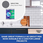 Grout Pen Grey Grout Paint: Waterproof Tile Paint Grout Refresh Restorer for Floor, Kitchen & Bathroom Shower Tiles - Grey - Can Size for Larger Projects - 125ml (4.2oz)