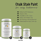 Chalky Chicks All-in-One Chalk Paint for Furniture or Cabinet - 32 Fl Oz - Matte Finish Lily Pad (Green) for Metal, Wood Furniture Paint - No Sanding All-in-One for Home Decor & Crafts, USA Made