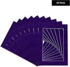 Pack of 25 Acid Free 11x14 Mats Bevel Cut for 8.5x11 Photos - Purple Crocus Suede Precut Matboards With Backing Boards and Clear Photo Mat Bags For Pictures, Photos, Framing - 4-ply Thickness