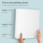 PHOENIX 11x14 Inch 2 Pack Museum Canvas - 2 3/8 Inch Thick Porfile Deep Stretched Canvas for Painting 100% Cotton 11 Oz. Gesso Primed White Blank Professional Canvas Oil & Acrylic Paints