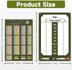 Darts Scoreboard - Dry Erase Dart Scoreboard for 301, 501 and Cricket Games - Come with Darts Scorebook & 2 Pens