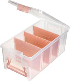 ArtBin Semi Satchel Portable Craft Organizer with 3 Dividers - Clear Plastic Storage Case for Art & Craft Supplies (Pack of 4)