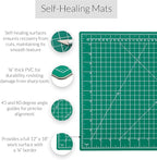 Breman Precision 12x18 Inch Self Healing Cutting Mat - 2-Sided 5-Ply PVC Green/Black Cutting Mats for Crafts, Sewing, Quilting and DIY Projects - Durable and Non-Slip Design with Precise Grid Lines