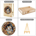 Wooden Puzzles Adults, 3D Cat Wooden Puzzles 200 Pieces, Unique Animal Shaped Wood Challenging Jigsaw Puzzles Gifts for Adults, 11.4x11.3in