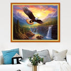 Magxvouy Cross Stitch Kits Stamped Full Range of Embroidery Kits,Cross Stitch Patterns Needlework Kits for Beginners 11CT Printed Kits&Eagle Sunrise 16x20 inch