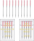 YICBOR Sewing Machine Needles, Universal Regular Point Flat Shank Sewing Needles HAX1 130/705H Compatible with Singer, Brother, Janome, Pfaff and Other Brand Sewing Machine (Rose Gold Size 20-2pack)