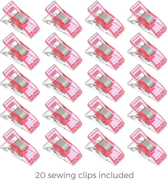 Rotary Cutter Set - Quilting Kit incl. 45mm Fabric Cutter, 5 Replacement Blades, A4 Cutting Mat, Acrylic Ruler and Craft Clips - Ideal for Crafting, Sewing, Patchworking, Crochet & Knitting (Pink, A4)