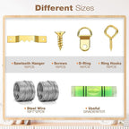322Pcs Picture Hanging Kit, Professional Picture Hangers with Hooks, Nails, Wire, D Rings, Sawtooth Hangers ,Eye Hooks and Level–All-in-One Wall Hanging Kit for Frames, Mirrors, Photos & Art