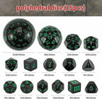 CiaraQ DND Polyhedral Dice Set (15pcs) D4-D100 Game Dice with Dice Bag for Dungeons and Dragons Role Playing Table Games (Black & Green)