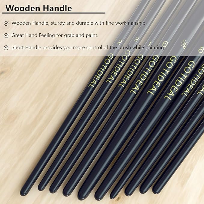GOTIDEAL Paint Brushes, 20 Pcs Acrylic Painting Brush Set for Oil and Gouache， Small Nylon Hair Brush for Body, Face, Nail Art, Rock Painting, Perfect for Kids & Adult