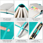 Lined Notebook Journal for Women Men, B5 College Ruled Notebook, 312 Numbered Pages Notebooks for Work, 100gsm Paper Daily Journal, Hardcover Vegan Leather Journals for Writing Office, Peacock Blue