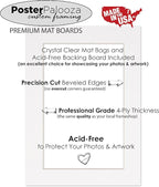 8.5x11 Mat Bevel Cut for 7x9 Photos - Acid Free Cream Precut Matboard with Backing Board and Crystal Clear, Self Seal Photo Mat Bag - for Pictures, Photos, Framing - 4-ply Thickness