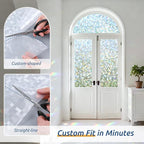 rabbitgoo Stained Glass Window Privacy Film Mosaic Pattern, Frosted Glass Window Film Rainbow Decorative Sticker, Static Cling UV Blocking Suncatcher for Home, 35.4 x 157.4 Inches