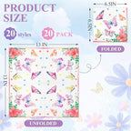 Floral Decoupage Paper Napkins, 20 Pack 20 Styles Assorted Decorative Cocktail napkins for DIY rafting Birthday Party Wedding Baby Shower Each Unfolded 13 Inch