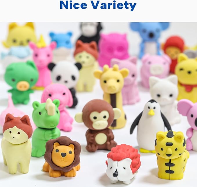 Animal Erasers for Kids, 35 Pcs Kids Pencil Erasers Bulk Puzzle Erasers for School Classroom Prizes