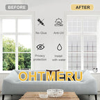 Window Privacy Film Decorative for Front Door, Bathroom Static Cling Stained Glass Sticker Opaque Heat Control UV Blocking Non-Adhesive for Home Windows,White Square