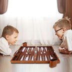 Backgammon Set - Classic Board Game with Premium Leather Case - Portable Travel Strategy Backgammon Game Set for Adults, Kids - Suitable as (15inch, Brown)