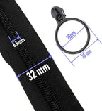 Leekayer #5 Black Nylon Coil Zippers by The Yards Bulk 10 Yards with 25pcs Black Ring Pull Sliders for DIY Tailor Sewing Craft,Luggage,Dress,Sofa Cushion,Pillow,Bag