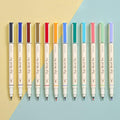 WRITECH Arts Sign Brush Pen Brush Tip Marker Felt Tip Water Based Ink Color Pens 12 Assorted Pastel Colors Great for Lettering, Journaling, Calligraphy (Natural)