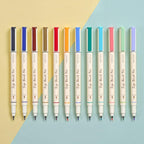 WRITECH Arts Sign Brush Pen Brush Tip Marker Felt Tip Water Based Ink Color Pens 12 Assorted Pastel Colors Great for Lettering, Journaling, Calligraphy (Natural)