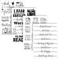 Whaline 4 Sheets Reading Words Clear Stamps Greeting Words Bookcase Bookshelf Silicone Transparent Stamps for DIY Craft Card Making Scrapbooking Embossing Album Decor