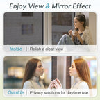 DOWELL One Way Window Privacy Film with 3 Tools Window Tint for Home Sun Blocking Heat Control Anti UV Reflective Mirror Covering See Out Not in for House and Office Black Silver 23.6" X 157.4"