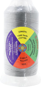 Mandala Crafts Silver Heavy Duty Thread - 1500 Yds Tex 70 Thread for Sewing Drapery Jeans Leather Hair - Bonded Polyester for Outdoor Marine Upholstery