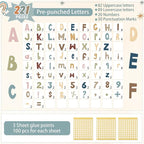 221 Pcs Classroom Bulletin Board Letters Colorful Alphabet Cutouts Number and Punctuation Symbol Combo Letter Cutouts for Spring Summer Wall Chalkboard Poster Board Decor(Advanced Boho)