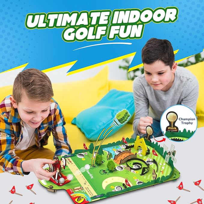 Smartivity Mini Golf Table-Top Game for Kids Ages 6-12 | Build Your Own Golf Course with Mechanical Golfer & 10 Fun Holes | STEM Toy & Birthday Gift for Boys & Girls Ages 6-12